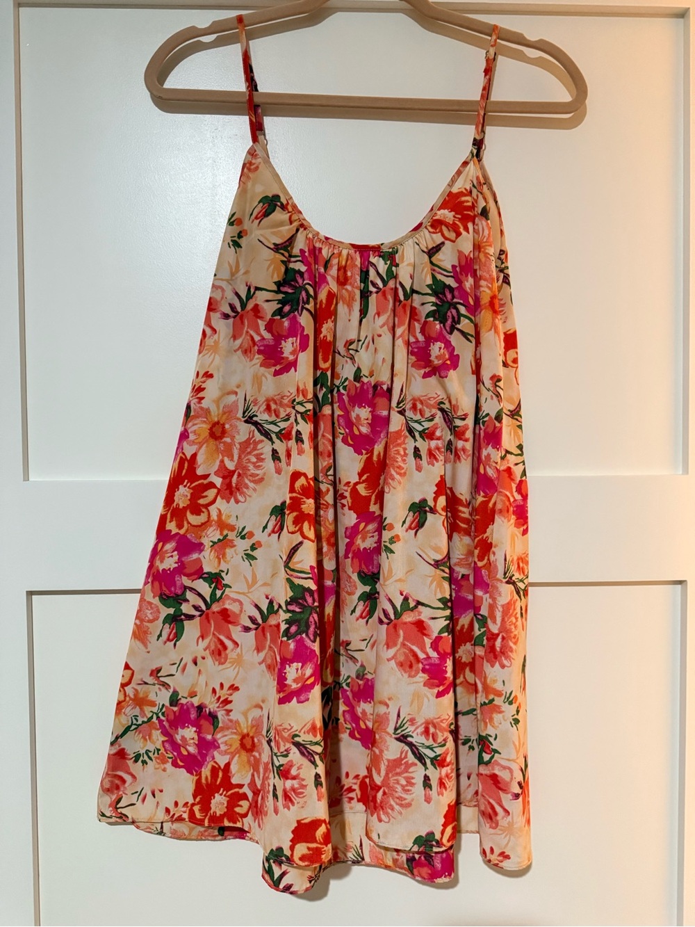 Show Me Your MuMu Peach Floral Spaghetti-Strap Dress with Pink Accents
